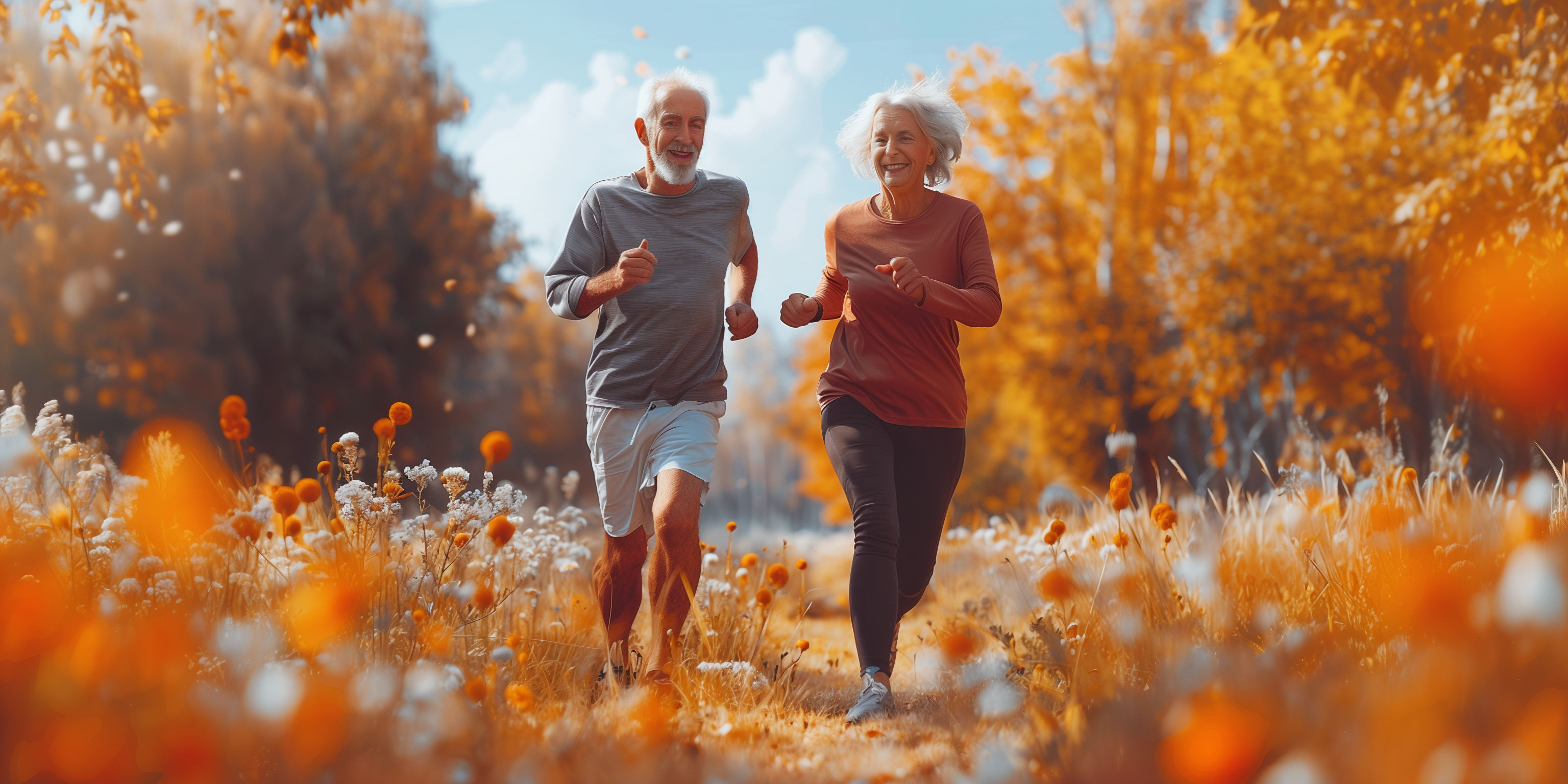 Elderly couple jogging